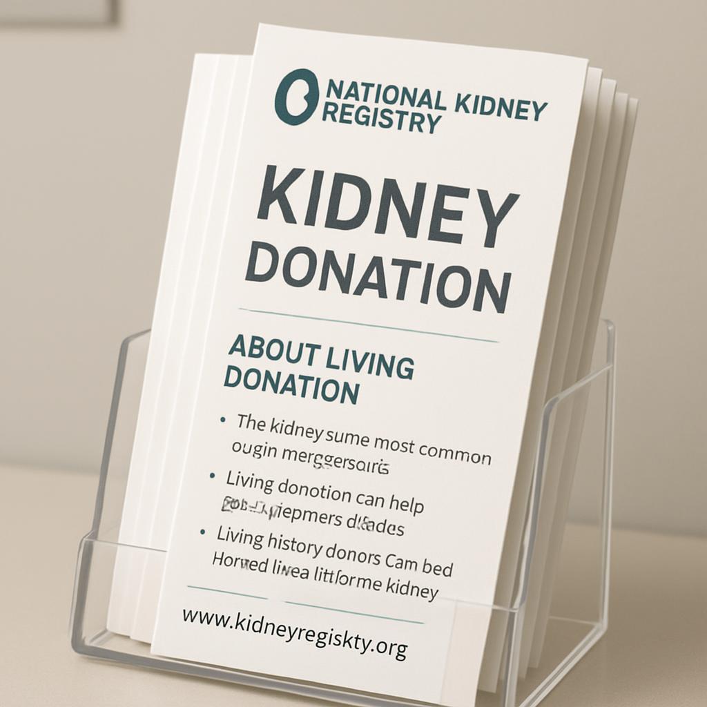 Unrecognized organization URL displayed on a flyer about the National Kidney Registry. Possible common donor organizations...